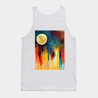 Abstract Impressionist Firework Graphic Tank Top